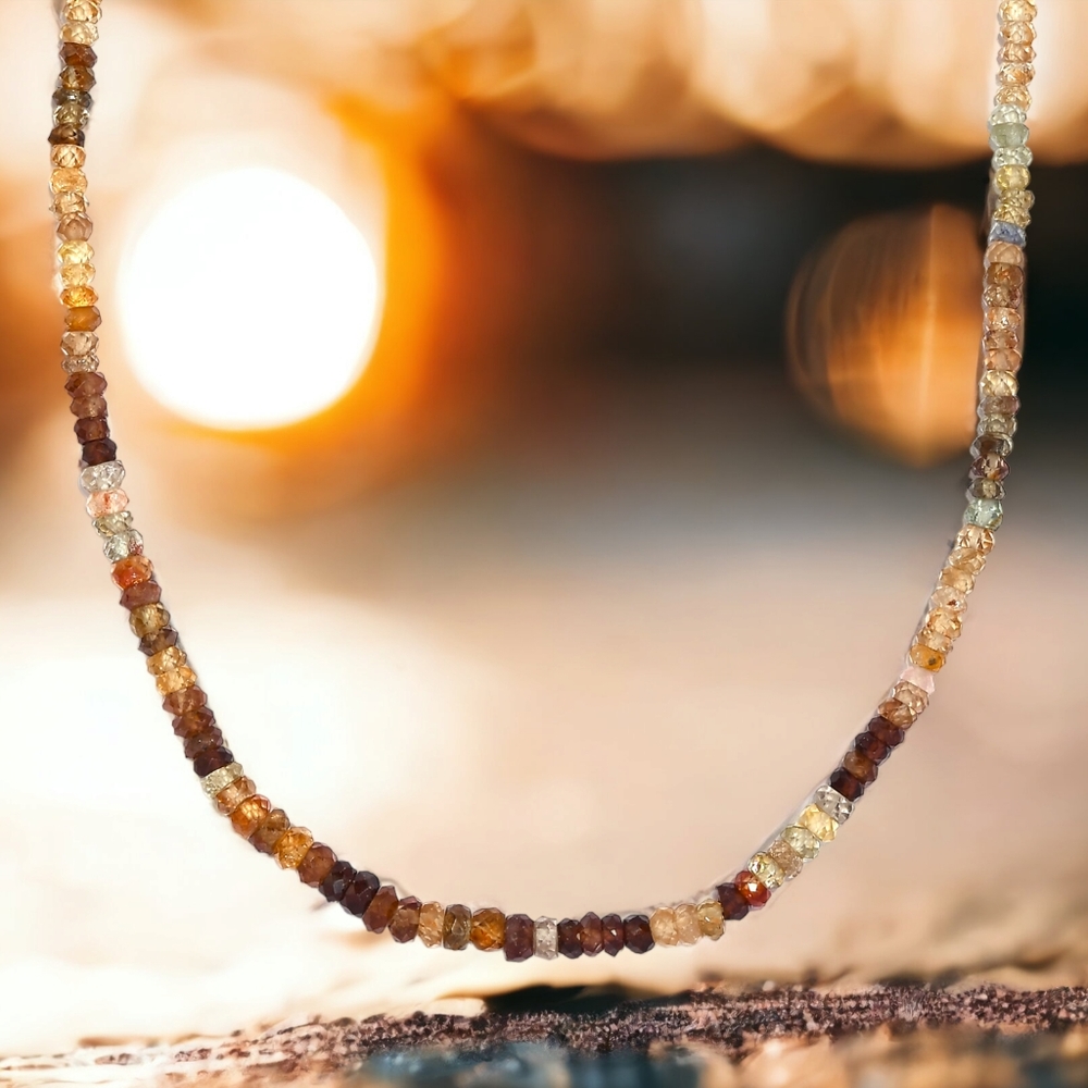 NWT RARE GOLDEN ZIRCON 18" NECKLACE IN PLATINUM OVER STERLING SILVER 65.00 CT